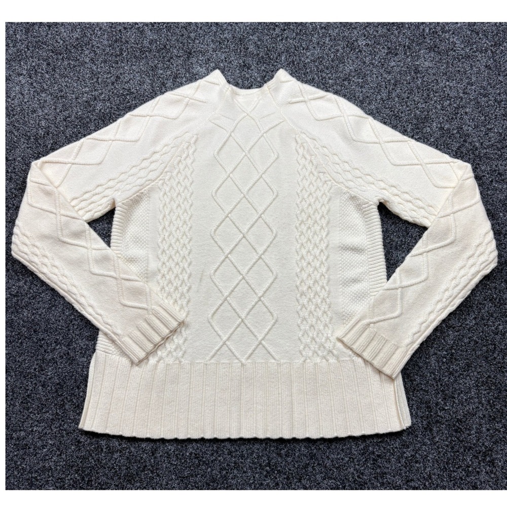 Cyrus Womens Cable Knit Sweater Cream White Mock Neck Pullover E671903F Size M